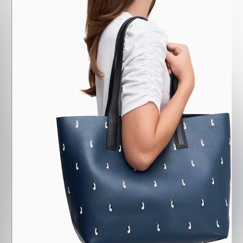 Kate Spade Black Reversible Penguin Large Tote Bag